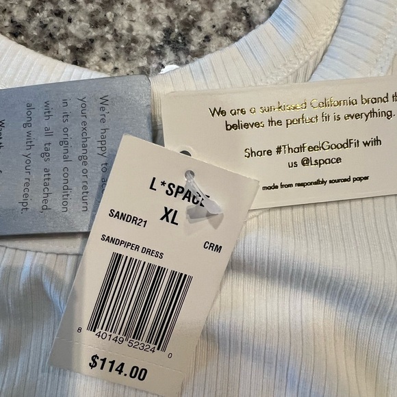 L*SPACE Sandpiper White Sleeveless Cover-up Dress with Ruched Side - Picture 6 of 10